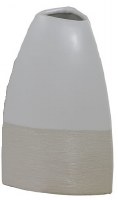 10" Gray and Beige Triangle  Ceramic Vase