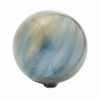 4" Round Gold and Blue Painted Glass Orb