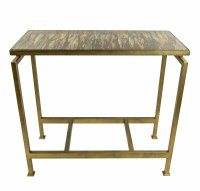 24" Ferndale Brown Glass Top with Brass Legs Table