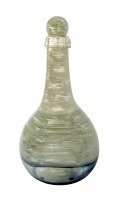 20" Ocean Blue and Green Painted Glass Bottle with Round Top