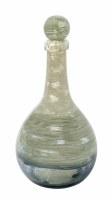 16" Ocean Blue and Green Painted Glass Bottle with Round Top