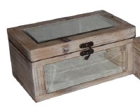 7" x 12" Whitewash Wood Box with Mirror Panels