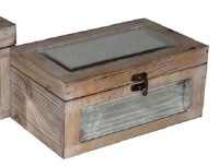 6" x 10" Whitewash Wood Box with Mirror Panels