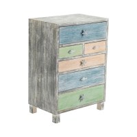 22" Multicolor Driftwood Six Drawer Sealife Knob Cabinet