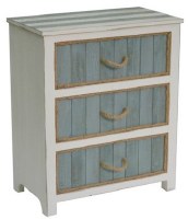 28" Distressed White and Gray Finish Rope Handle Drawer Cabinet