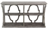 64" Gray Openwork Wood Console