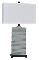 31" Blue Gray Ribbed Rectangle Table Lamp