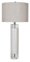 32" White Marble and Glass Column Table Lamp