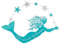 9" Turquoise and Silver Metal Mermaids Welcome Wall Plaque