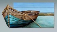 20" x 30" Turquoise Hull Boat Wood Wall Plaque