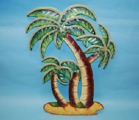 28" Multicolor Triple Palm Coastal Metal Wall Art Plaque