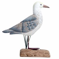 9" Metal and Wood Seagull Statue