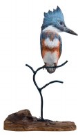 14" Handcarved Wooden Kingfisher Sculpture