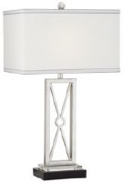 26" Silver Rectangle X Design Table Lamp