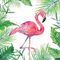 5" Square Tropical Flamingo Beverage Napkins