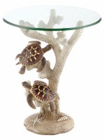 19" Turtle Night Light Round Glass Top Table