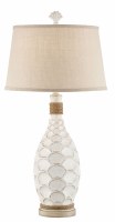 33" Distressed White Finish Scales Table Lamp