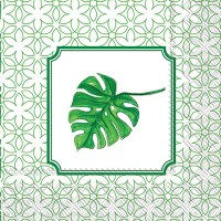 5" Square Green Tropical Leaf Beverage Napkins