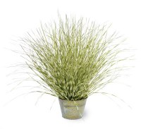 20" Green Faux Zebra Grass in Tin Pot