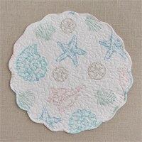 17" Round Multicolored Beachcomber Shell Quilted Placemat