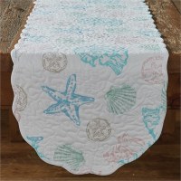 72" Multicolored Beachcomber Shell Quilted Table Runner