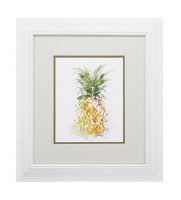 19" x 17" Yellow Pineapple Framed Under Glass