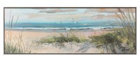 12" x 36" Seagulls and Beach Textured Gel Framed