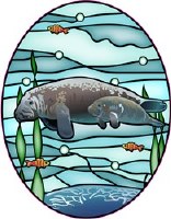 5" Oval Manatee Stained Glass Window Cling