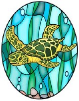 5" Oval Sea Turtle Stained Glass Window Cling