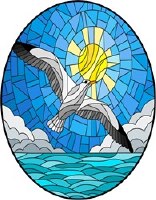 5" Oval Seagull Stained Glass Window Cling
