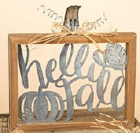 10" Square Wood and Metal Hello Fall Wall Plaque