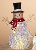 12" LED Acrylic Crystal Snowman With Top Hat