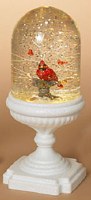 11" LED Perched Cardinal Spinning Water Globe