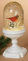 11" LED Cardinal and Holiday Tree Spinning Water Globe