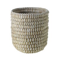 7.25" Round Natural and White Coil Basket