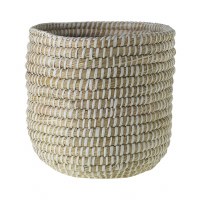 10" Round Natural and White Coil Basket