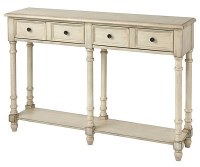 48" Distressed White Finish Two Drawer Console Table