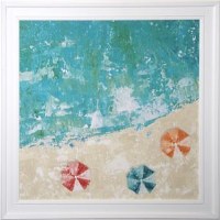 42" Square Three Umbrellas on Beach Top View Textured Gel Framed