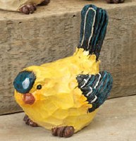 4" Dark Blue and Yellow Polyresin Bird Figurine