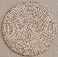 15" Round Whitewash Braided Hyacinth Placemat