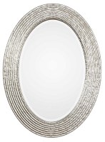 34" Silver Oval Ribbed Frame Mirror