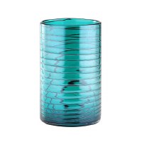 10" Blue Lines Cylinder Glass Vase