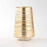 8" Gold Lines Glass Footed Vase