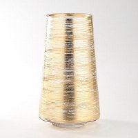 12" Gold Lines Glass Footed Vase