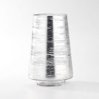 8" Silver Lines Glass Footed Vase