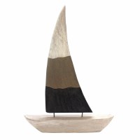 27" White, Brown, and Black Wood Sailboat