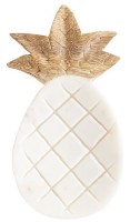 8" White Marble and Brown Wood Pineapple Spoon Rest by Mud Pie