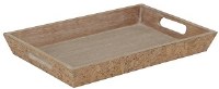 16" Wood Tray With Cork Trim