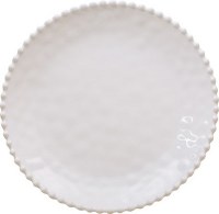 11" Round Cream Beaded Rim Dinner Plate