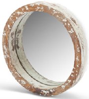 12" Round Whitewash Wood Rim Mirror